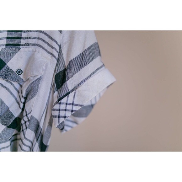 Anthropologie Cloth & Stone Hannah Midi White Plaid Button Down Shirt Dress Sz S - Picture 4 of 11